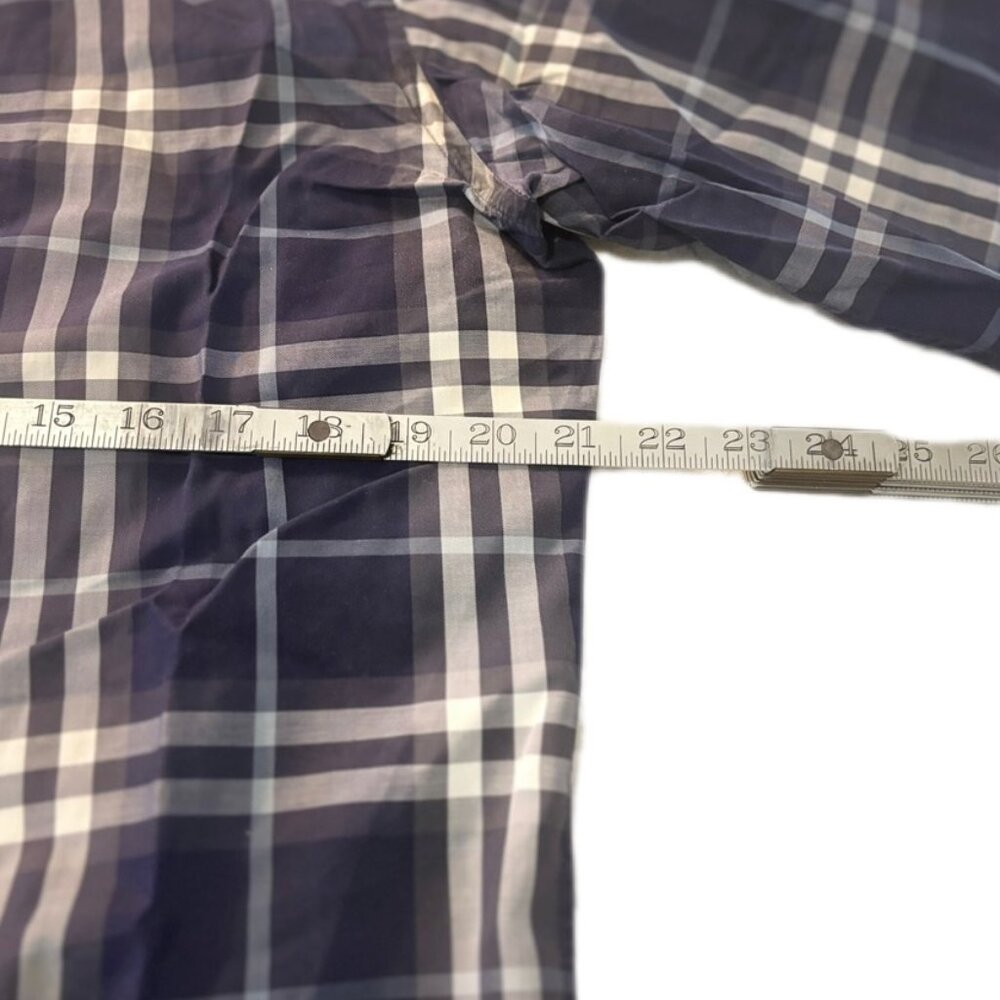BURBERRY Shirt (M, Navy/Checkered, Cotton) - Picture 5 of 6